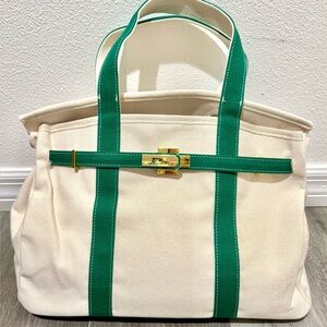 New Boatkin Custom Canvas Contrast Green Emerald Trim Tote Boat Bag